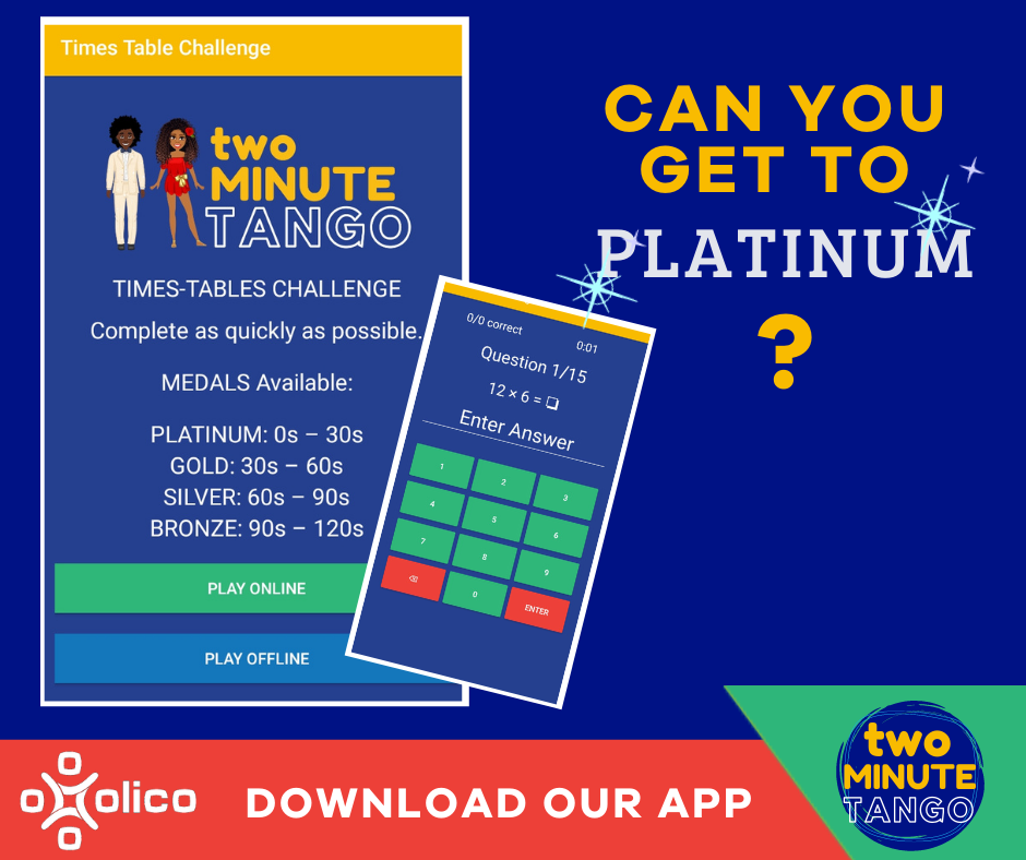 Maths app Two Minute Tango for Times-tables